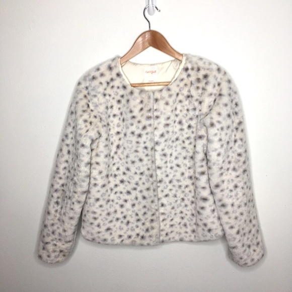 Cat & Jack White & Brown Leopard Coat XL 14/16 - Picture 2 of 9